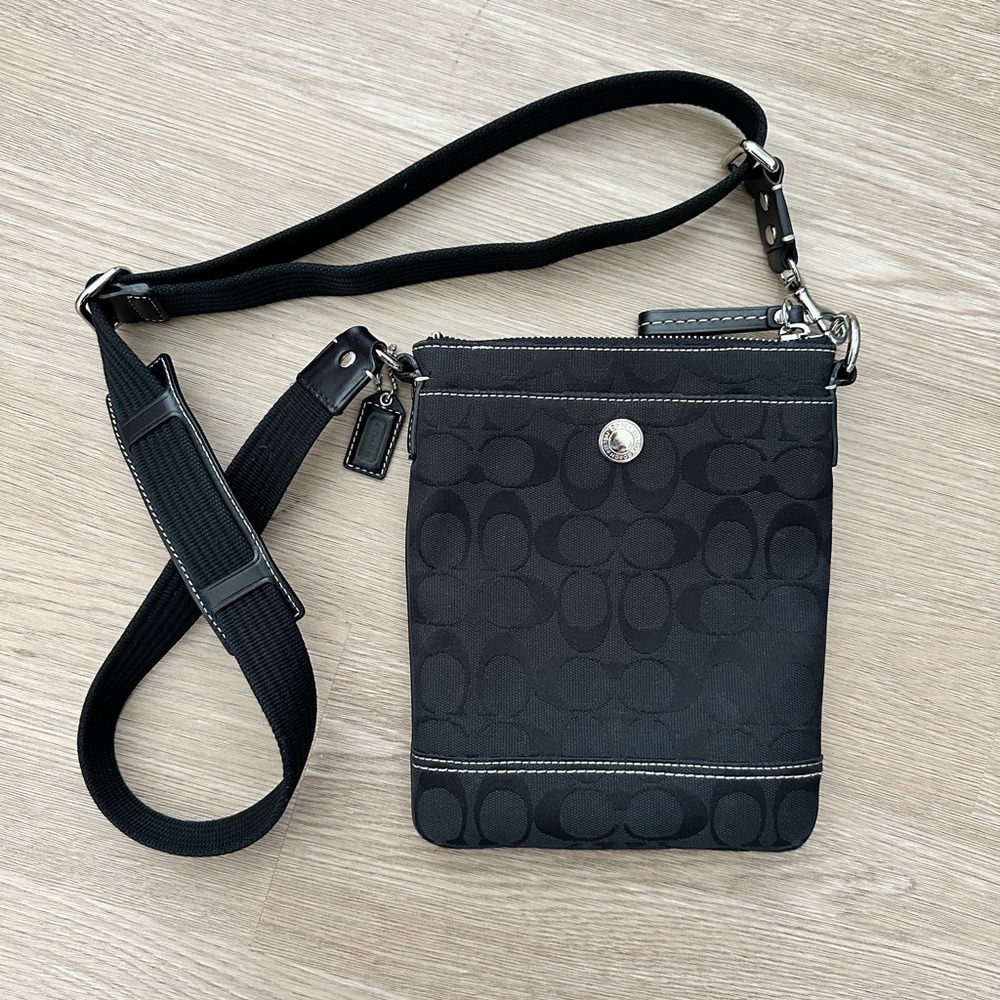 COACH Heritage Black Signature Crossbody Bag